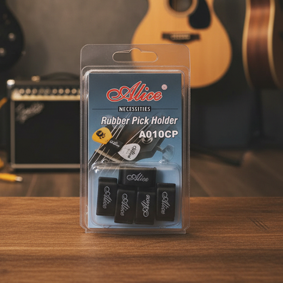 Musical Instrument Fagot - アリス黒ゴムピックホルダー 5 ピース/セットヘッドストックギターベースウクレレ楽器卸売