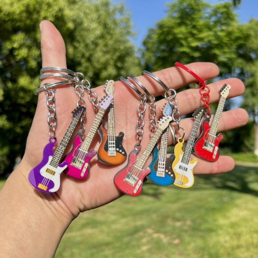 Musical Instrument All - キーチェーンヒップホップギターキーチェーンクールメタルギターキーリングカラフルなクリエイティブ楽器キーホルダー男性女性
