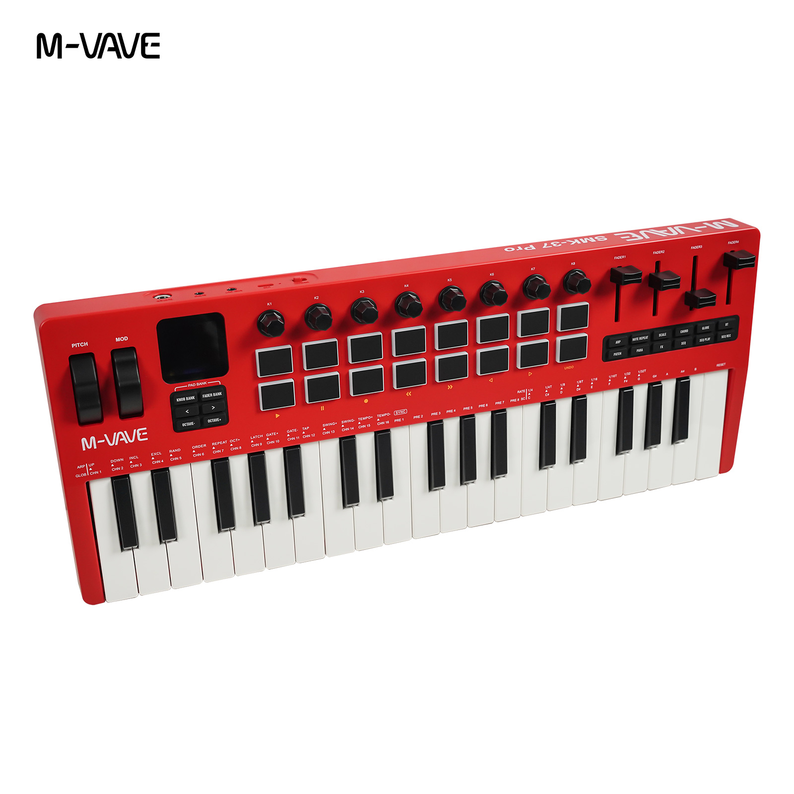 Musical Instrument Keyboard - M-VAVE SMK-37 PRO 37鍵キーボードMIDIコントローラー＆8ノブ、複数システムへのワイヤレス接続とソフトウェア操作をサポート