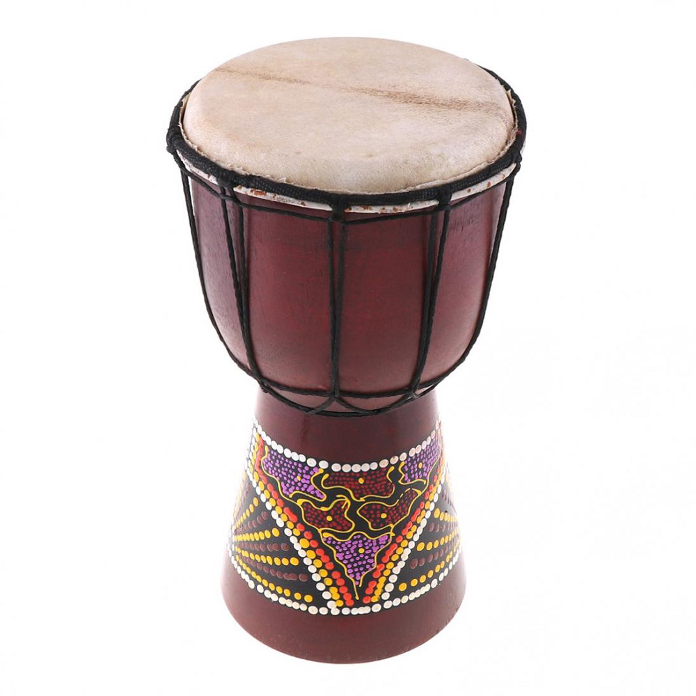 Djembe Hand Drum - 楽器用のアフリカの手彫りドラム、無垢材、ヤギの皮、伝統的なdjembe、6インチ