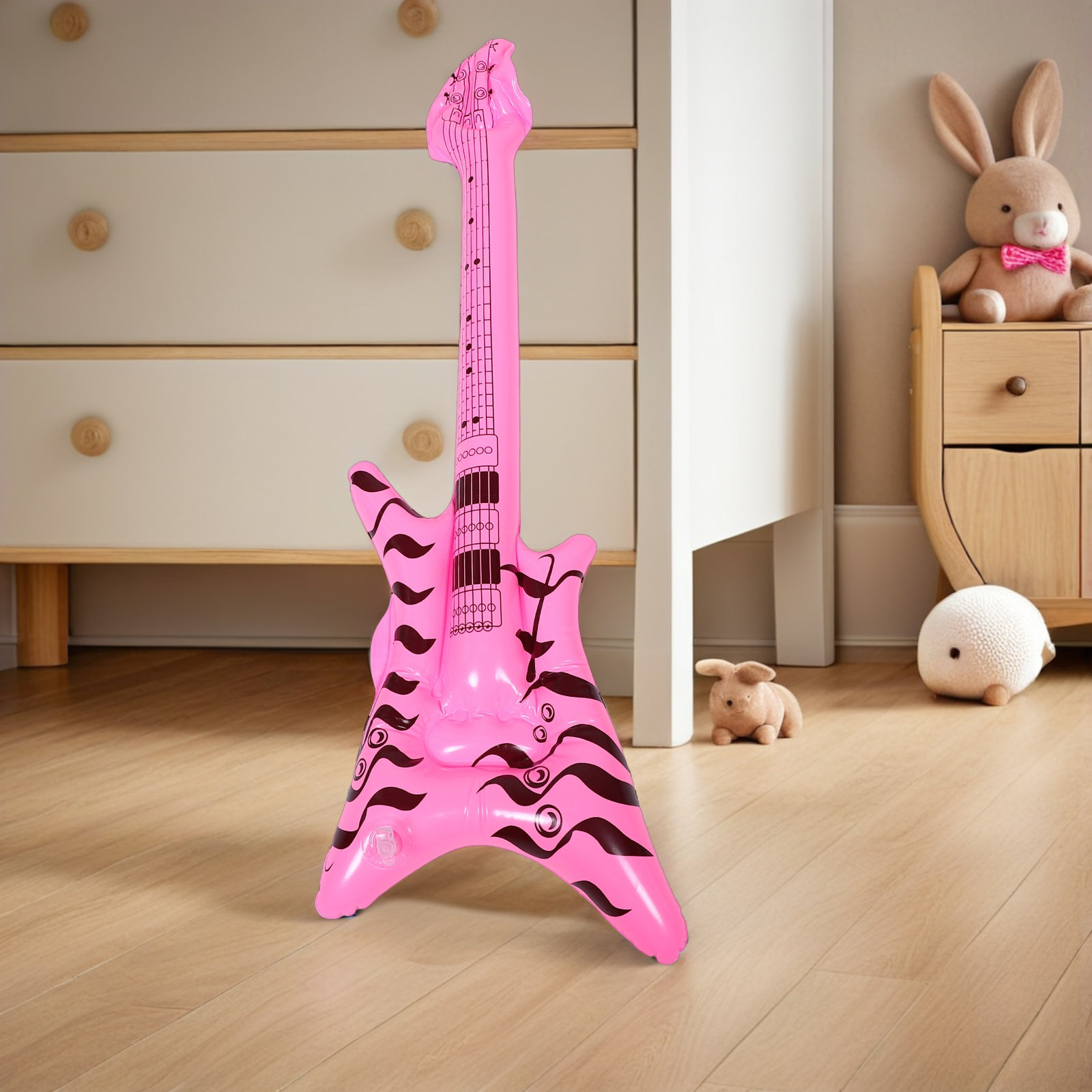 Musical Instrument You Blow - インフレータブルロックンロールギター型小道具 レトロ80年代風 電動膨張式楽器 パーティーデコレーション フォトブース用ギフト