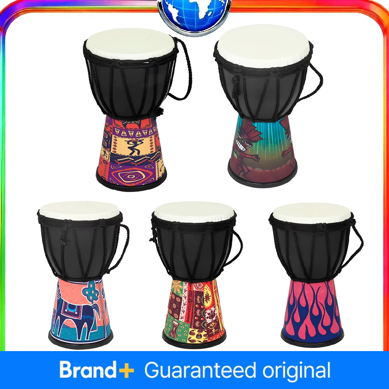 Djembe Hand Drum - 4インチのアフリカンドラム、ABSドラムキャビティ、ポータブル子供用ハンドドラム、カラフルなアートパターン付きポータブルジャンベドラム