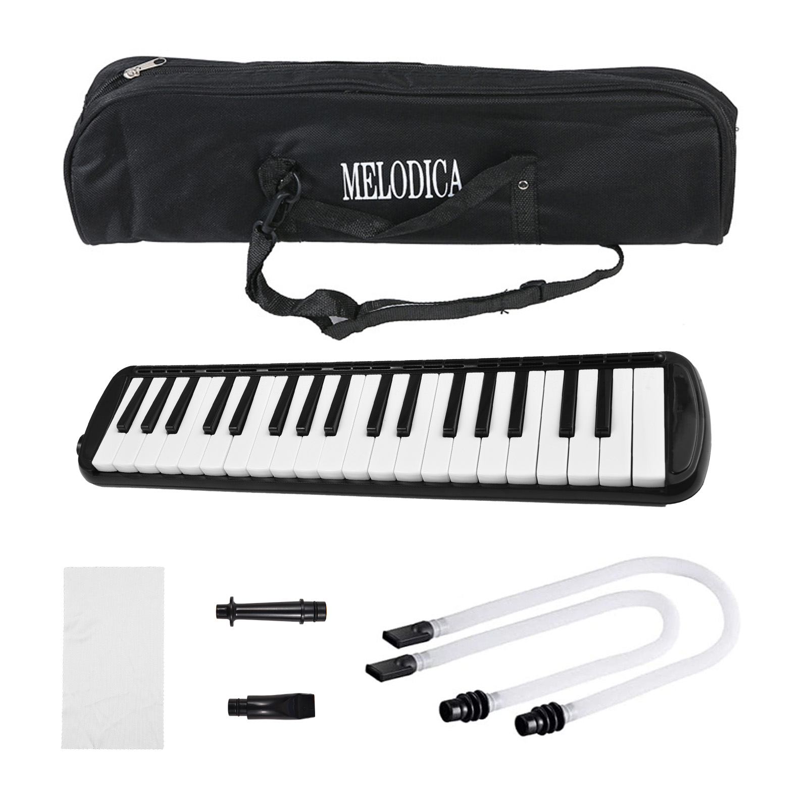 Melodica Keyboard Wind - エアピアノキーボード、2つの柔らかいブローパイプ、オムツ、ウィンド楽器、2つのブローノズル、37キー