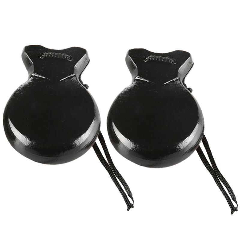 Musical Instrument Clapper - 2 個の伝統的なカスタネット木製スペインカスタネットフラメンコダンスカスタネット文字列ハンドクラッパーオルフ楽器