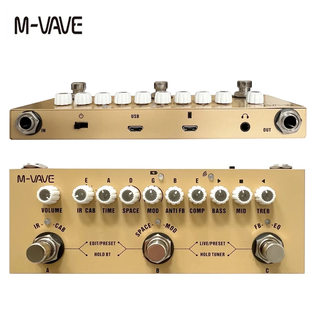 Acoustic Guitar Dreadnought - M-vave cube-充電式マルチエフェクトペダル,電気アコースティックギター,オーディオレコーディング,多機能,ペダル
