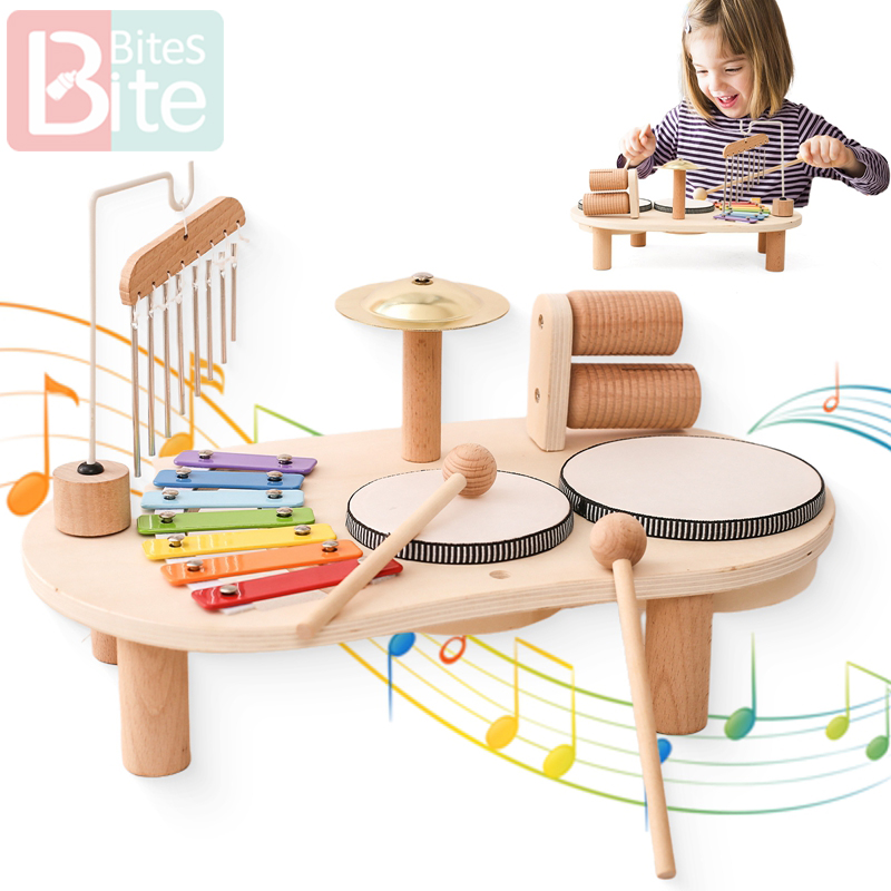 Musical Instrument Xylophone - 赤ちゃん知育玩具木製エオリアンベルモンテッソーリ子供の音楽おもちゃ木琴新生児誕生日プレゼント音楽テーブルのおもちゃ