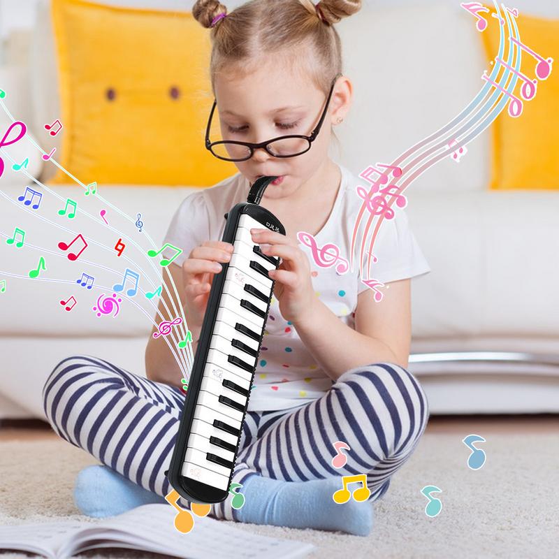 Melodica Keyboard Wind - キャリングバッグ付きメロディック管楽器、32キー、2つのマウスピース付き管楽器、32キーキーボード、ハーモニウム