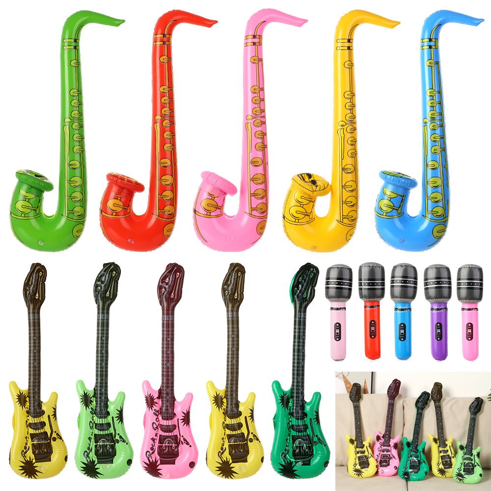 Musical Instrument You Blow - 5ギター、5サックス、5マイク、シミュレーション楽器、インフレータブル楽器、音楽風船セット、ブローバンドルセット