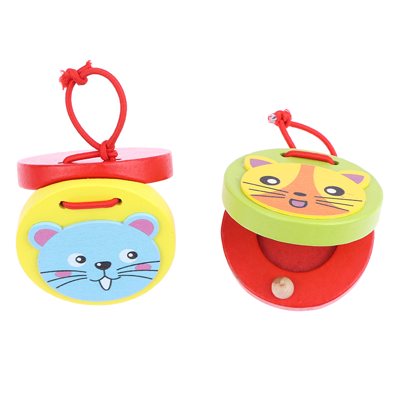 Musical Instrument Clapper - 1Pc 子供漫画木製ワニ/ラウンドカスタネット楽器ベビークラッパーハンドル楽器知育玩具