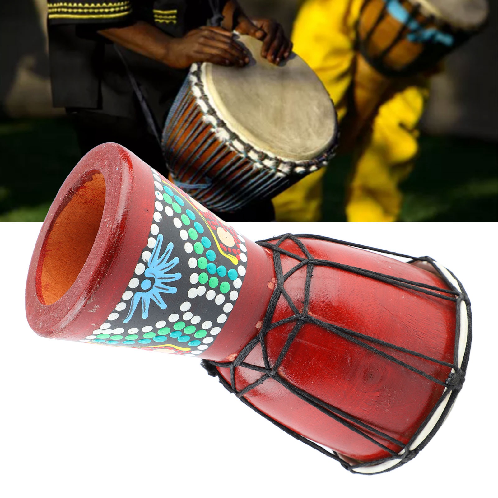 アフリカンドラム 5インチ木製ジャンベハンドパーカッション楽 - Djembe Hand Drum のレビューと価格