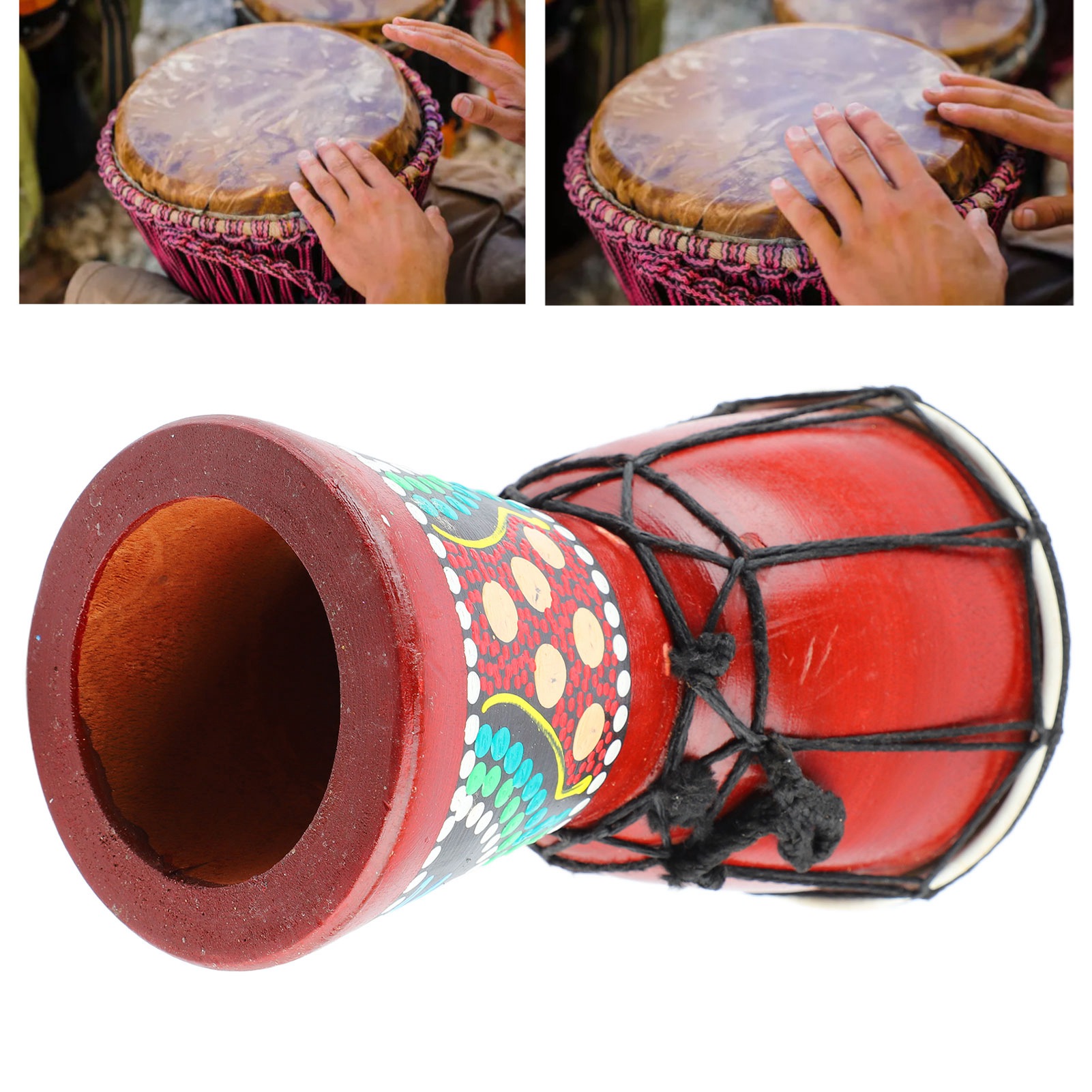 アフリカンドラム 5インチ木製ジャンベハンドパーカッション楽 - Djembe Hand Drum のレビューと価格