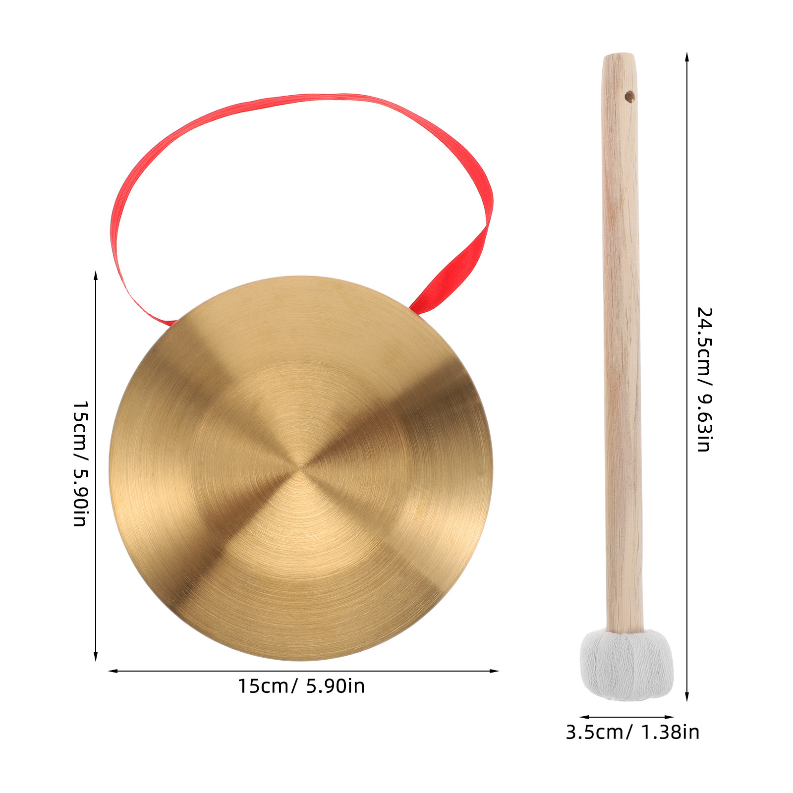 1セット ミニハンドヘルド銅製ゴング 合金真鍮製 伝統打楽器 - Musical Instrument Percussion のレビューと価格