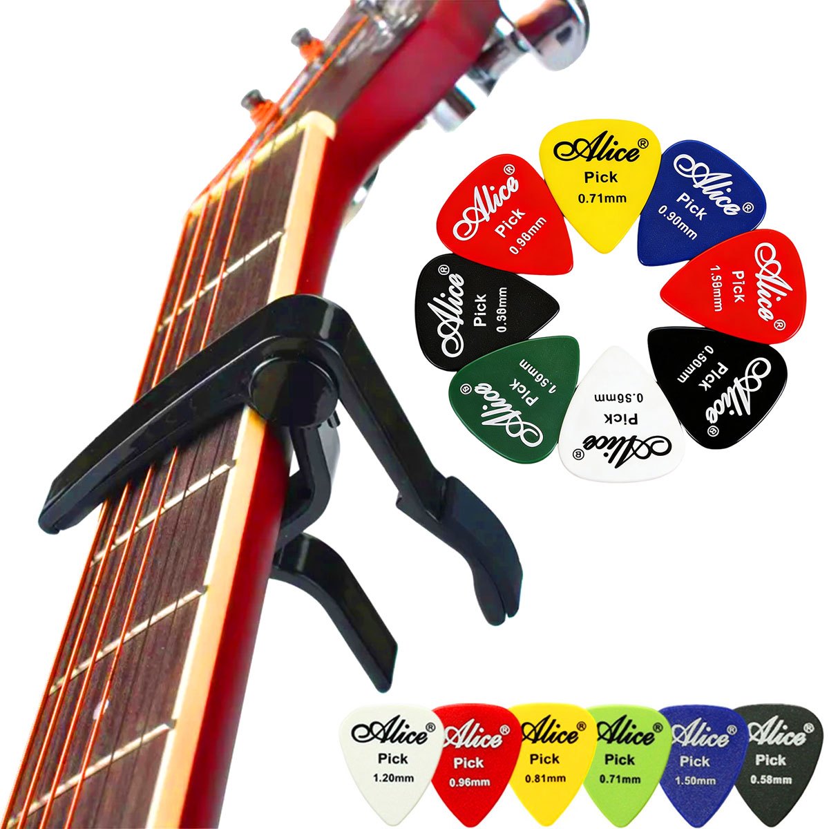 ブラックアロイ クイックチェンジ ギターカポ 6ピック付き  - Acoustic Guitar Dreadnought のレビューと価格