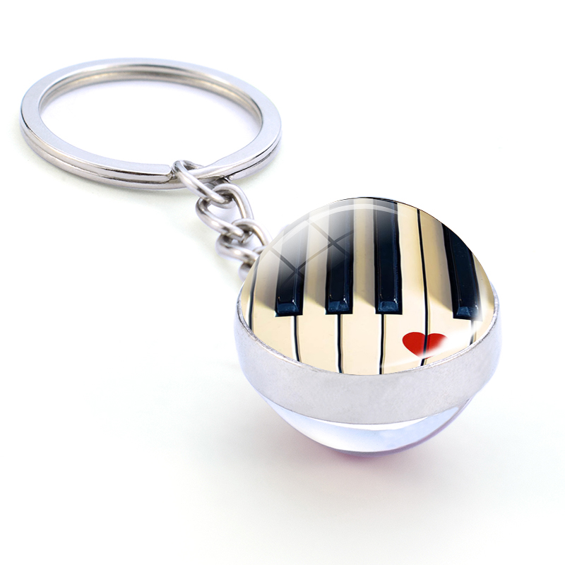 ピアノキーホルダー楽器裂け絵ガラスボールキーチェーンギターク - Musical Instrument All のレビューと価格