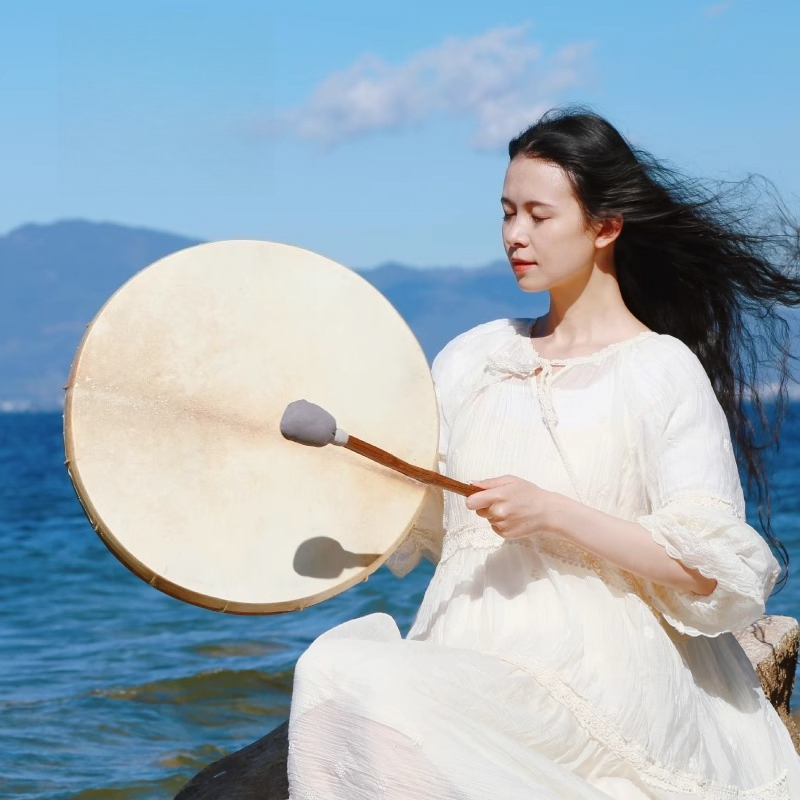 シャーマンのドラムサークルシープスキン瞑想ドラム大人インドサ - Musical Instrument Of India のレビューと価格