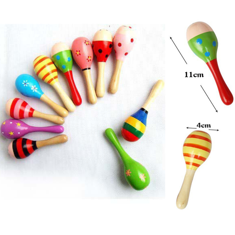 2 個のカラフルな木製小さなガラガラマラカスビート赤ちゃん知 - Musical Instrument For Babies のレビューと価格