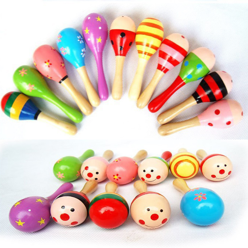 2 個のカラフルな木製小さなガラガラマラカスビート赤ちゃん知 - Musical Instrument For Babies のレビューと価格