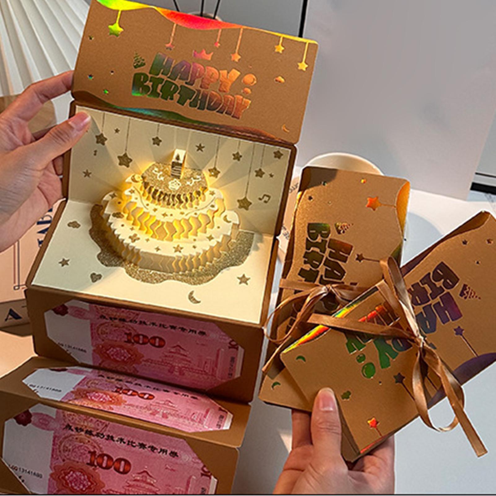 3Dケーキ型誕生日お金封筒6スロットライトミュージックカード - Musical Instrument Cajon のレビューと価格
