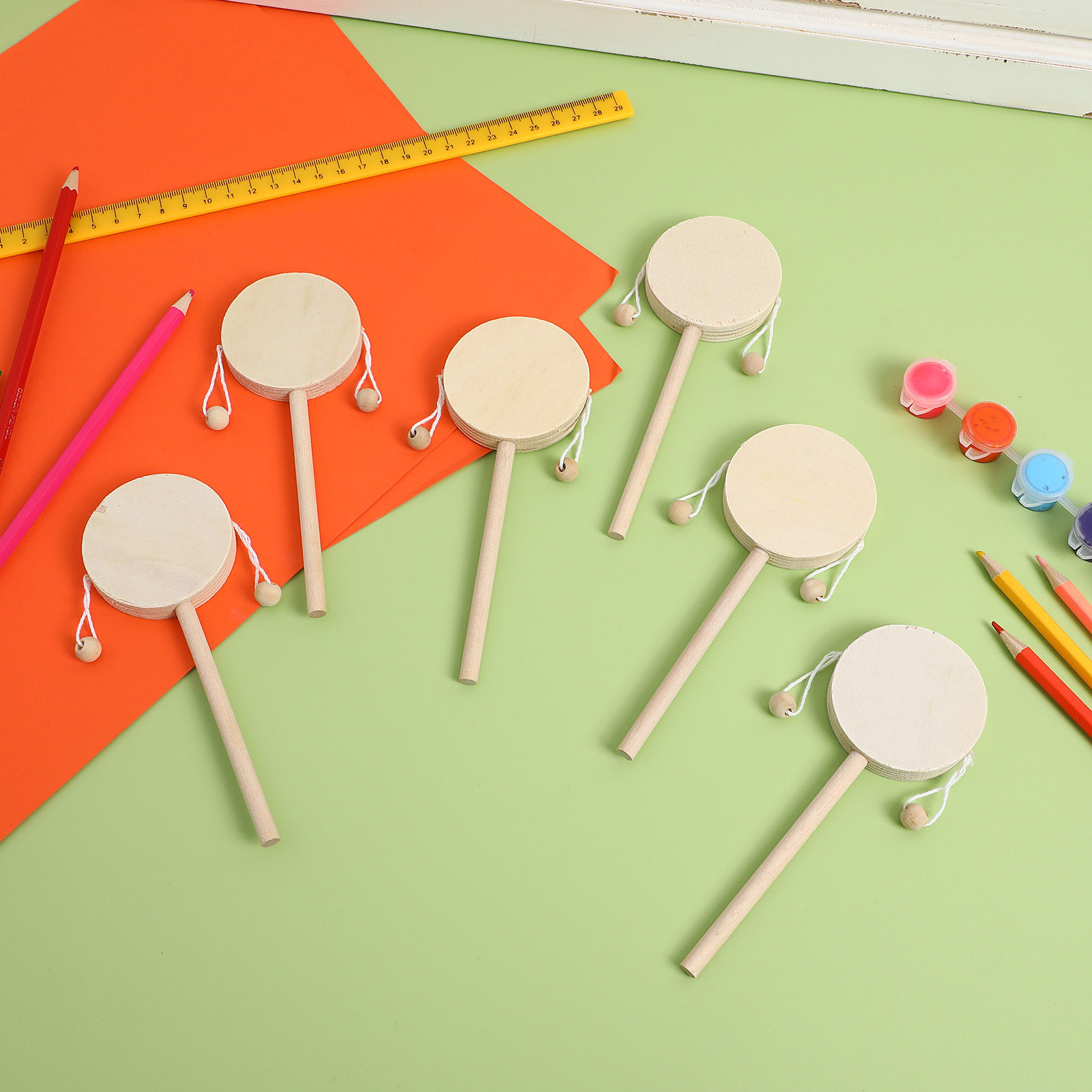 1セット ラトルドラム 木製 DIY 未完成塗装 シェイキン - Musical Instrument For Babies のレビューと価格