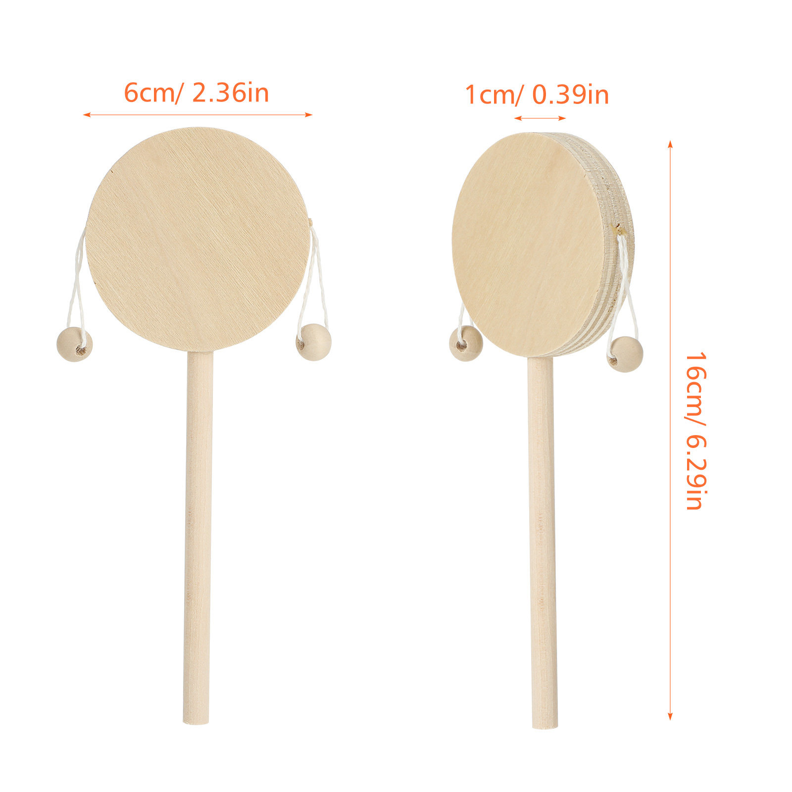 1セット ラトルドラム 木製 DIY 未完成塗装 シェイキン - Musical Instrument For Babies のレビューと価格